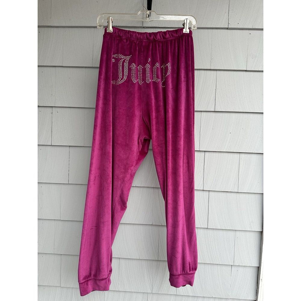 Juicy Couture Sleepwear Bling Pink Fuschia‎ Velour Drawstring Pajama Pants L